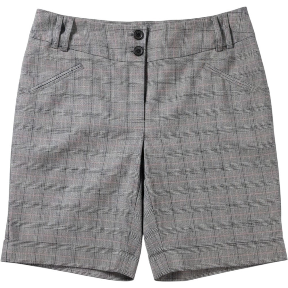 Plaid Bermuda Shorts Gray Pink Accent Preppy Juniors Size 11 Starcity